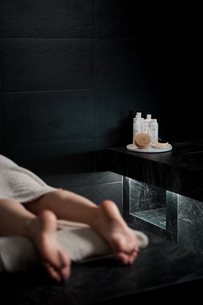 Tranquil spa room with relaxation products and serene ambiance.